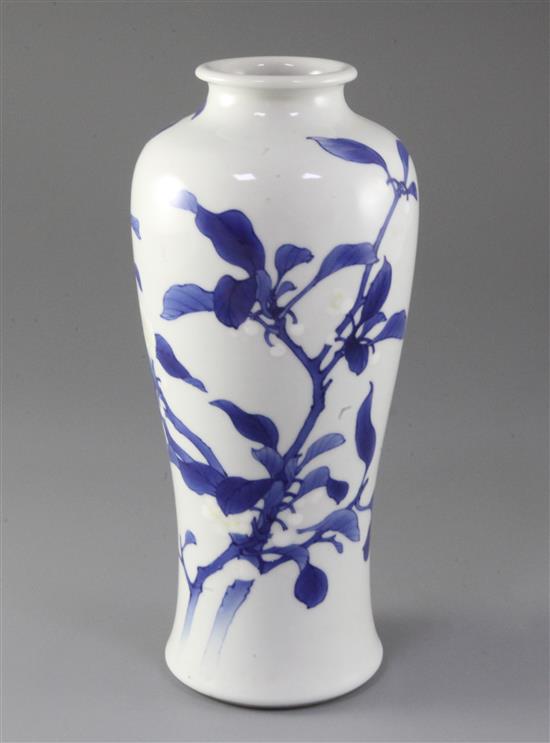 Makuzu Kozan - a blue and white baluster vase, late Meiji period, height 26.5cm